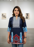 Navy Blue printed top kurti