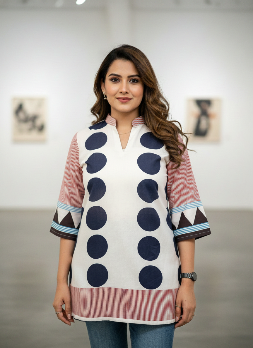 Retro Dot printed top kurti