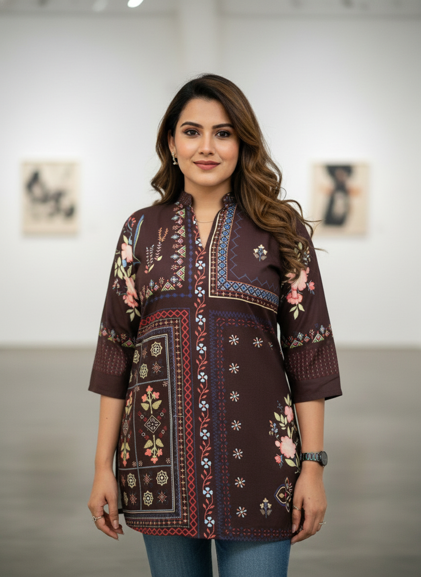 Floral Mosaic printed top kurti