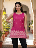 Rose Pink Embroidery Kurti