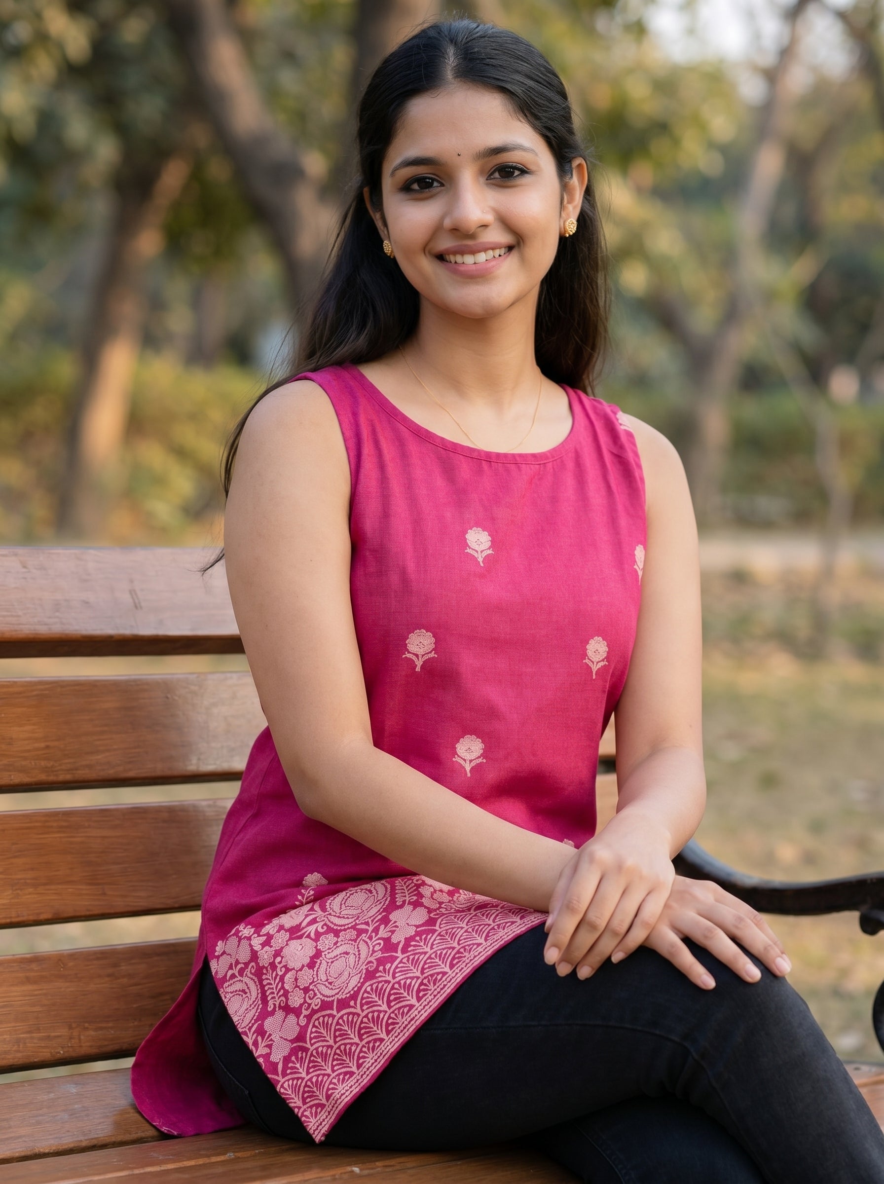 Rose Pink Embroidery Kurti