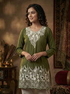 Green Royal Embroidery Kurti