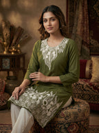 Green Royal Embroidery Kurti