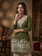 Green Royal Embroidery Kurti