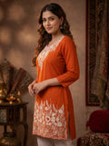 Orange Royal Embroidery Kurti