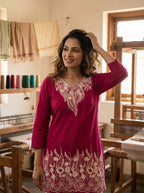Pink Royal Embroidrey Kurti