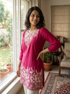 Pink Royal Embroidrey Kurti
