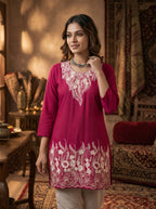 Pink Royal Embroidrey Kurti