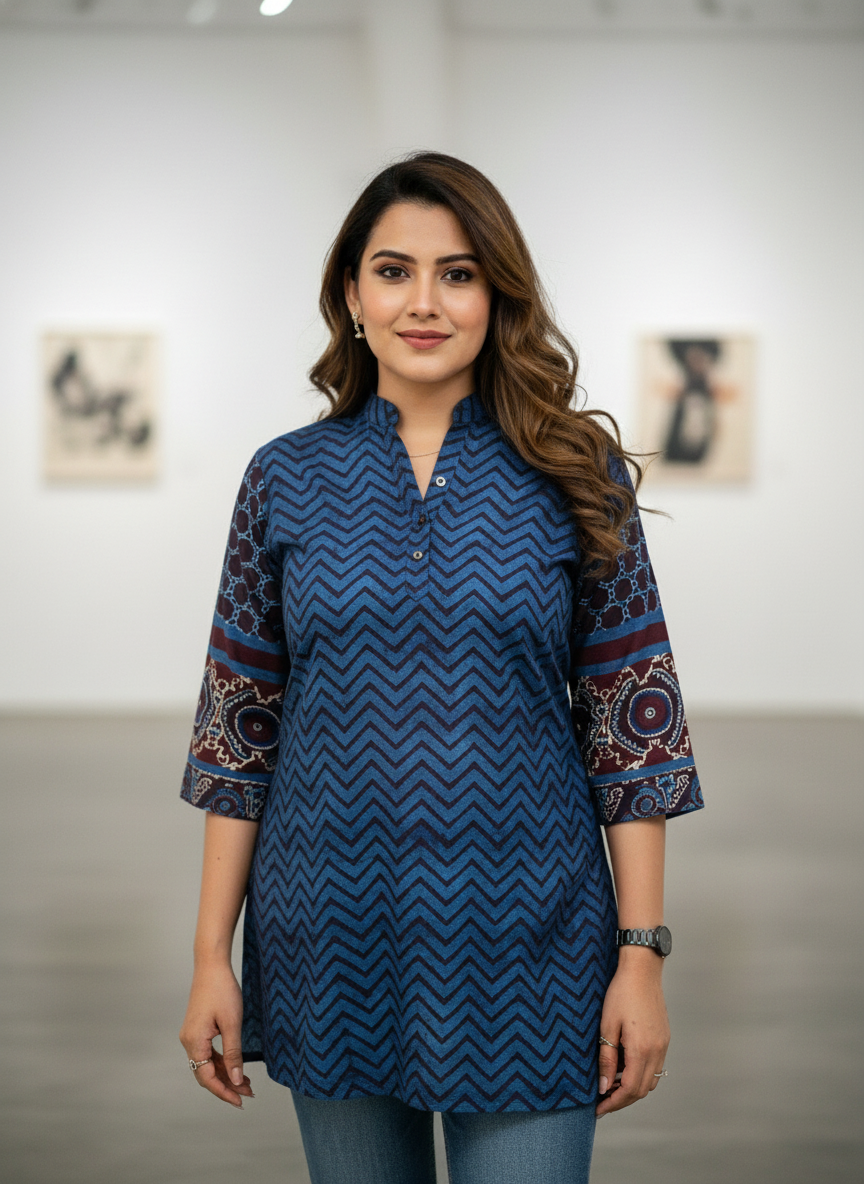 Royal Indigo printed top kurti