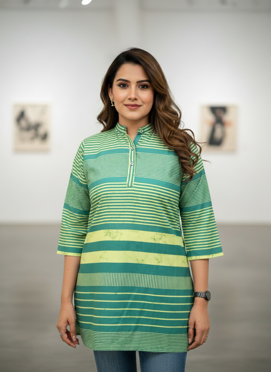 Green Meadow printed top kurti