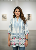 Soft Blue printed top kurti