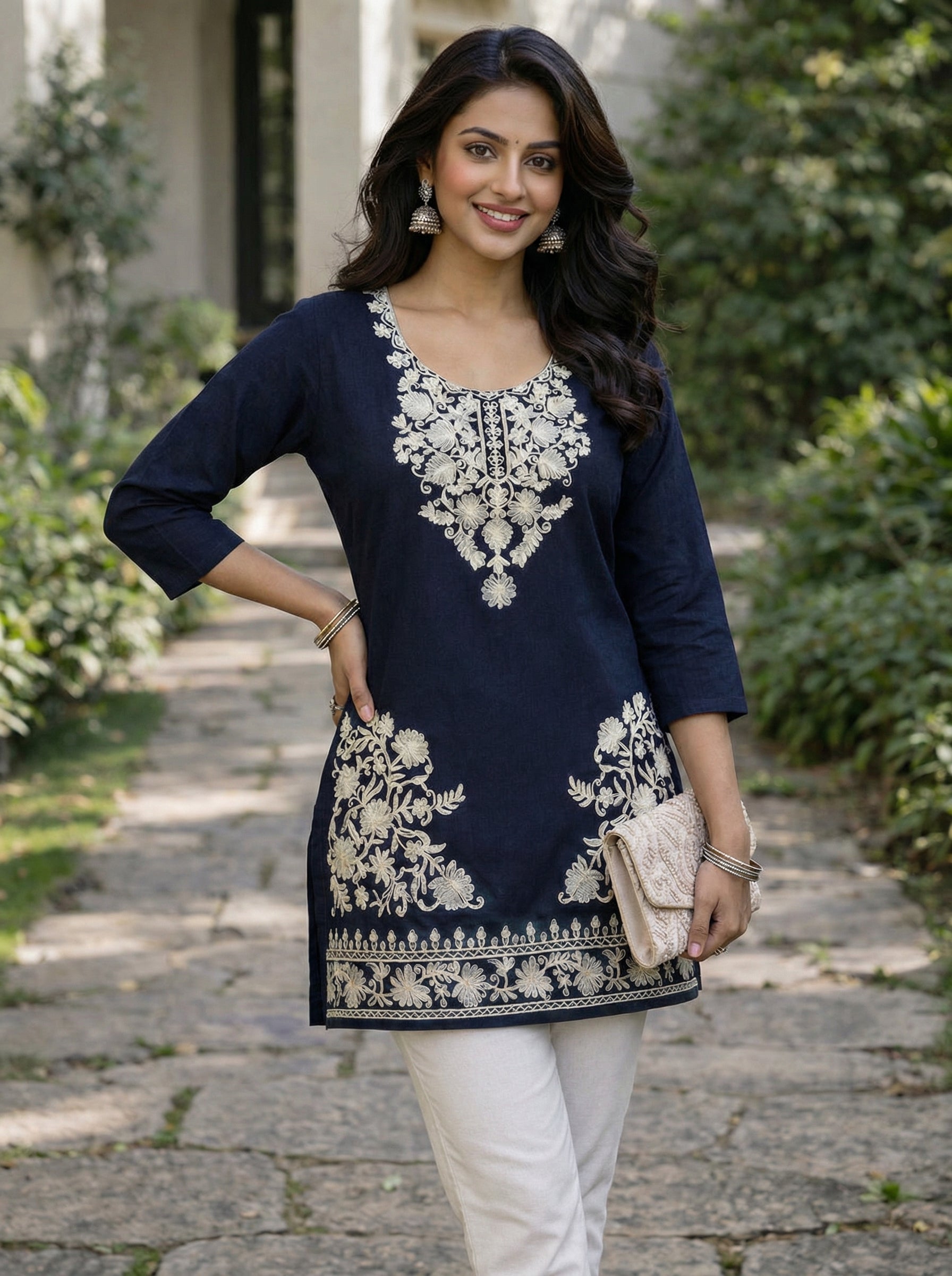 Blue Embroidery Kurti