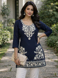 Blue Embroidery Kurti