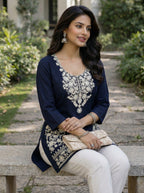 Blue Embroidery Kurti