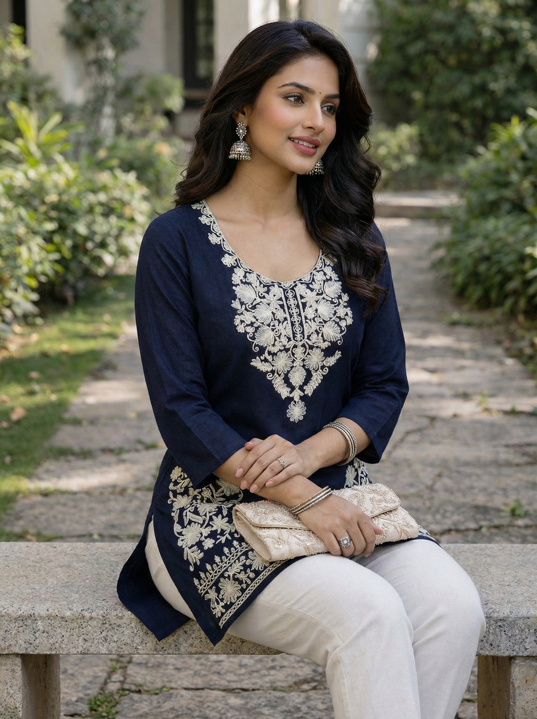 Blue Embroidery Kurti