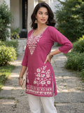 Rani Pink Embroidery Kurti