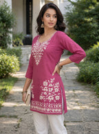 Rani Pink Embroidery Kurti