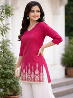 Bright Pink Embroidery Kurti