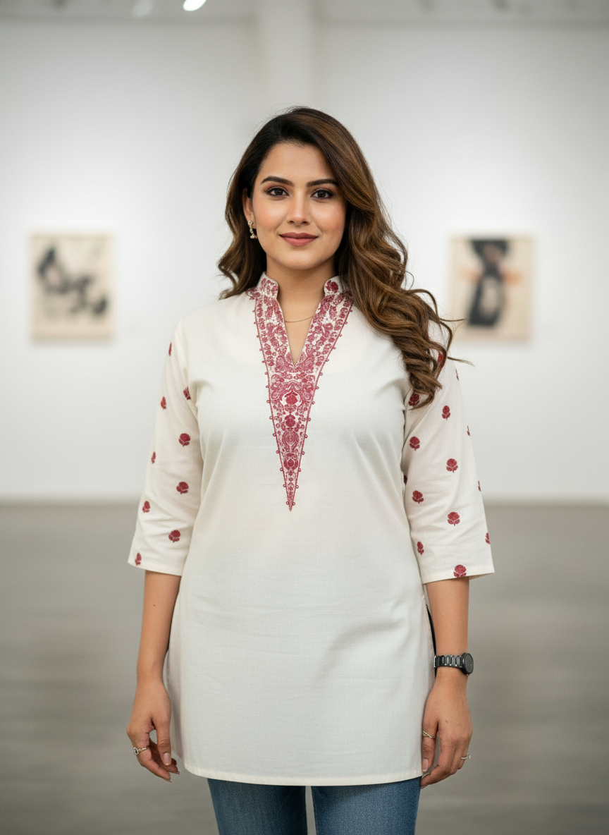 Neck printed top kurti