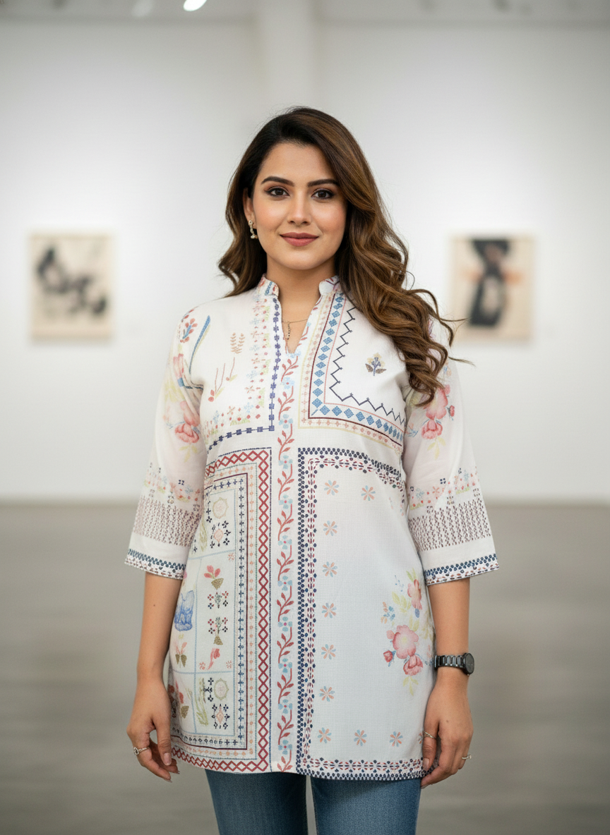 Floral Mosaic printed top kurti