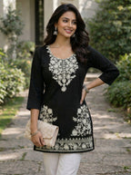 Elegant Black Embroidery Kurti