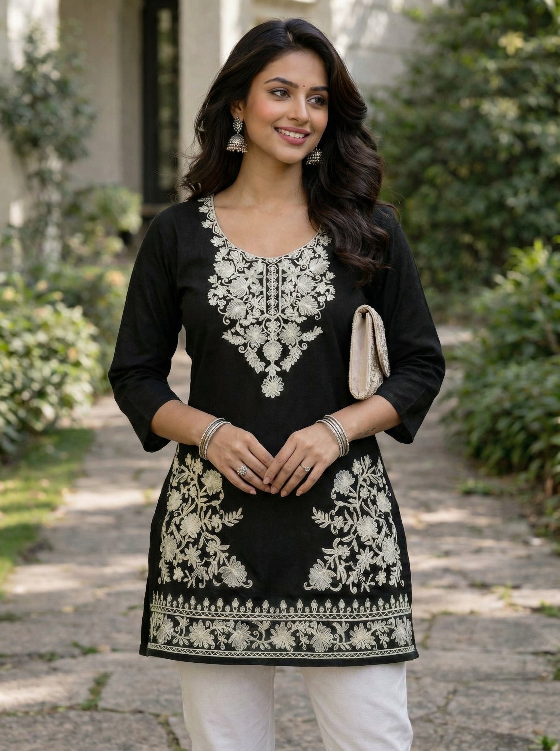 Elegant Black Embroidery Kurti
