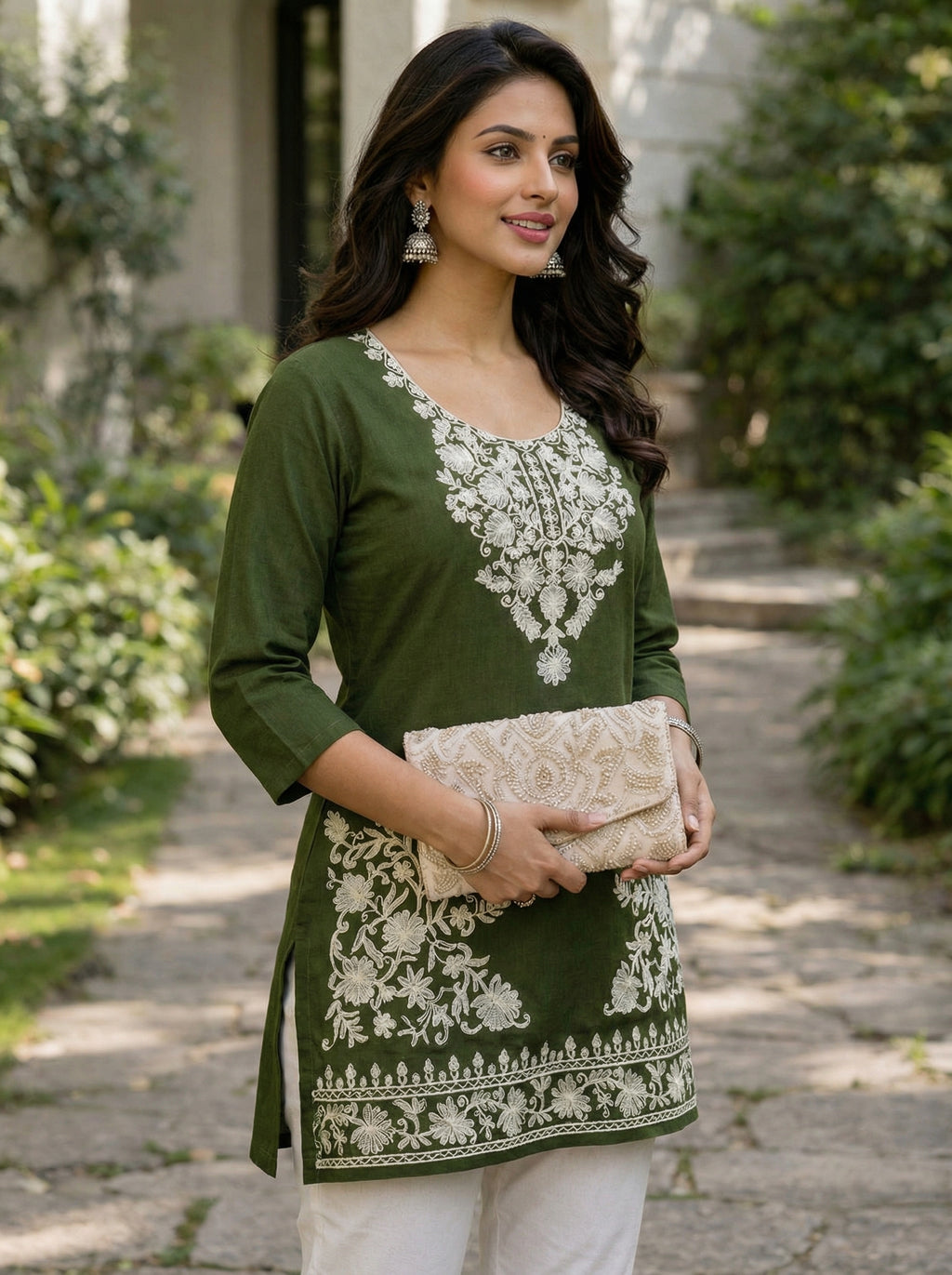 Green Embroidery Kurti