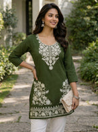 Green Embroidery Kurti